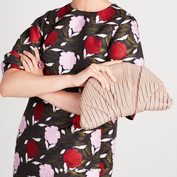 Kate Spade Patisserie Pleated 3d Croissant Clutch, French Rose - Picture 2 of 5